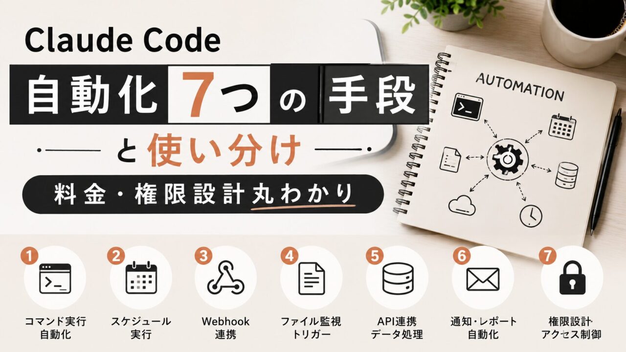 Claude Code自動化7つの手段と使い分け｜料金・権限設計丸わかり
