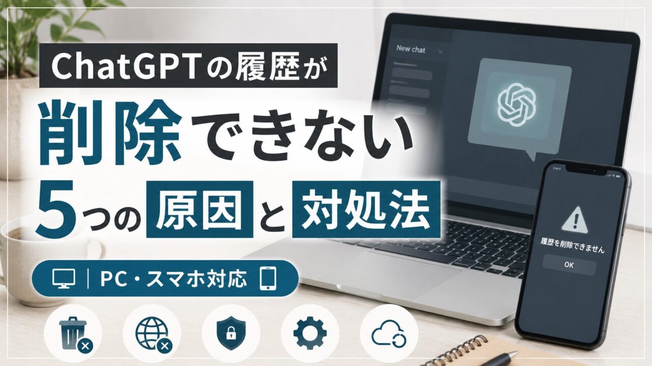 ChatGPTの履歴が削除できない5つの原因と対処法【PC・スマホ】