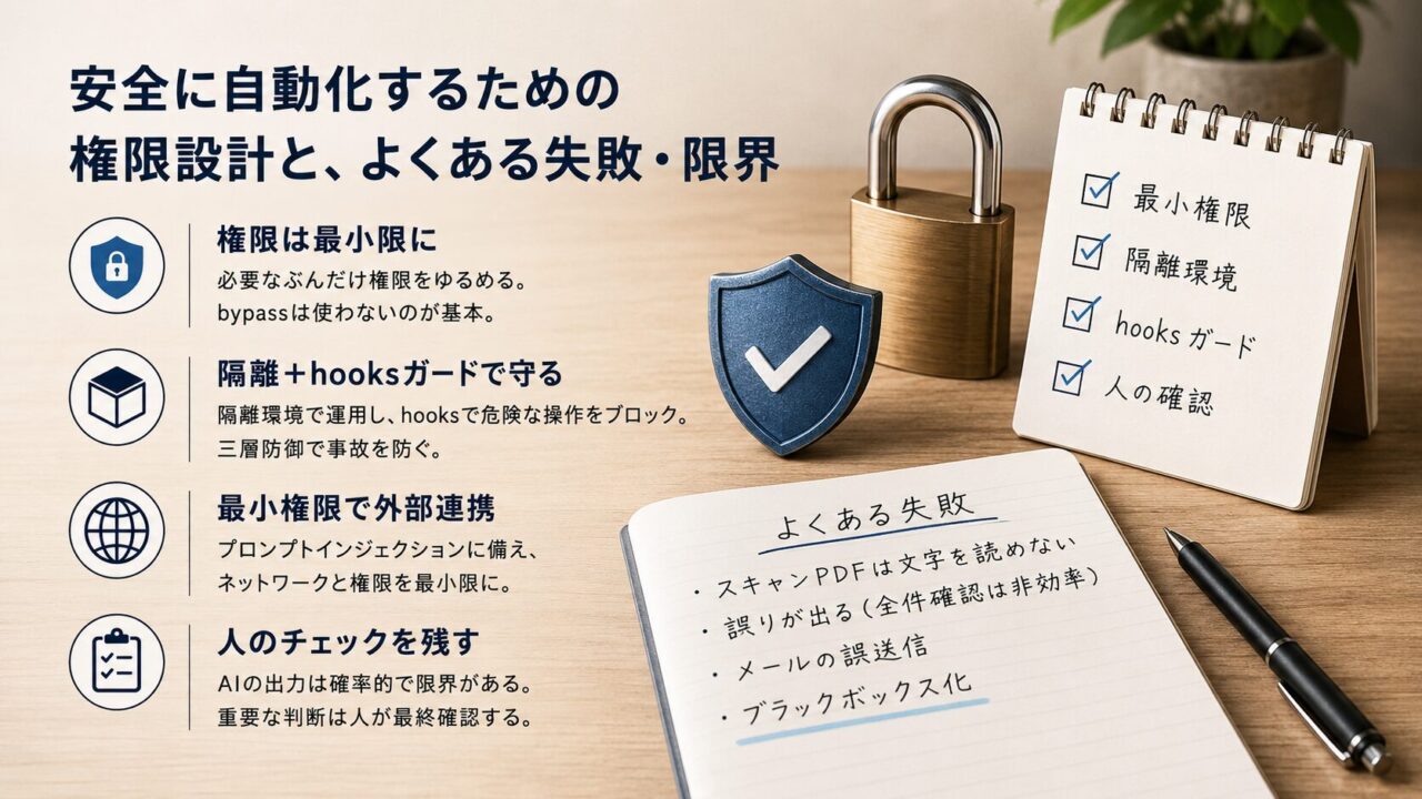 安全に自動化するための権限設計と、よくある失敗・限界