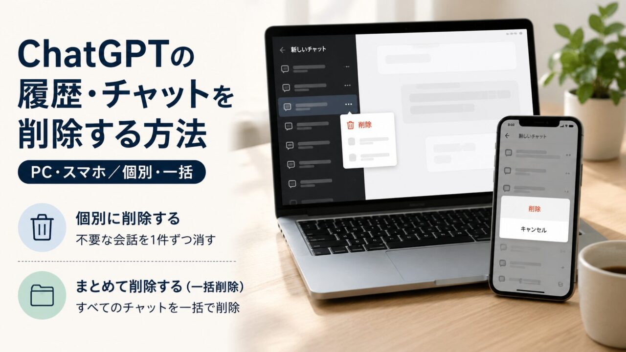 結論：ChatGPTの履歴削除は「会話単位」が基本【まず確認したい3つ】