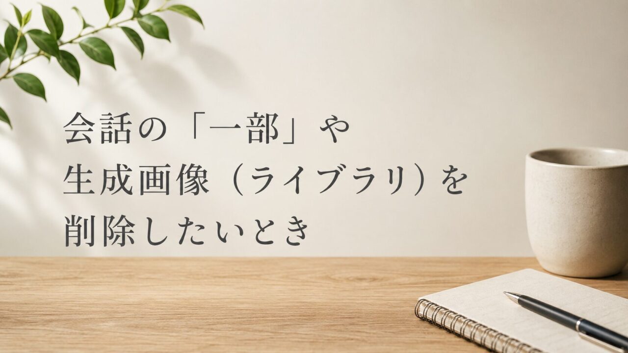 会話の「一部」や生成画像（ライブラリ）を削除したいとき