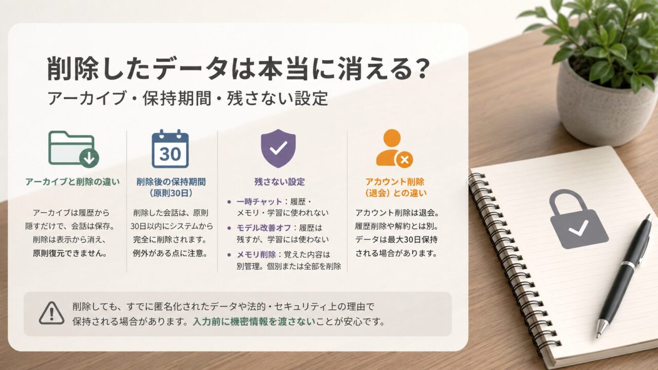 削除したデータは本当に消える？アーカイブ・保持期間・残さない設定