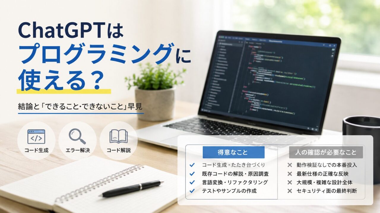 ChatGPTはプログラミングに使える？結論と「できること・できないこと」早見