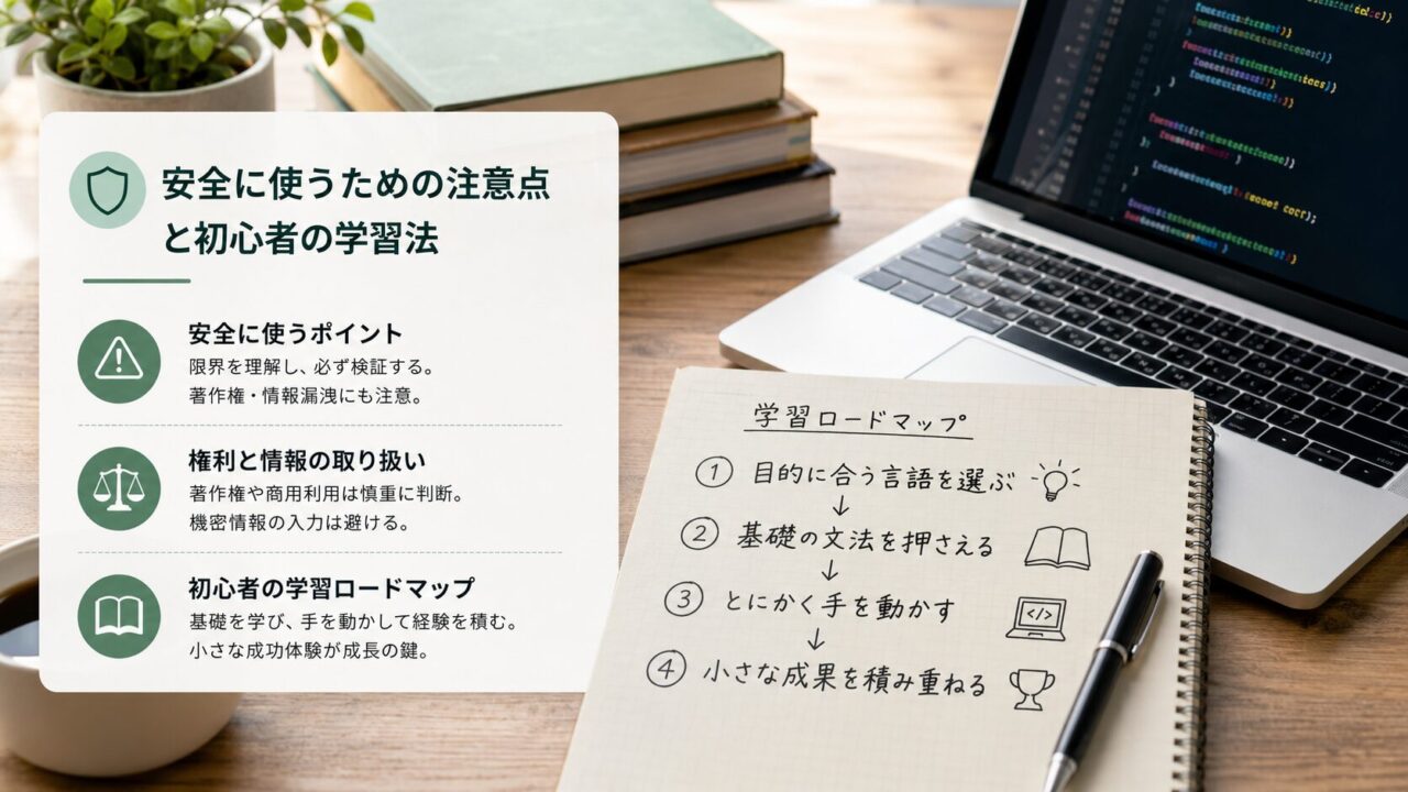 安全に使うための注意点と初心者の学習法