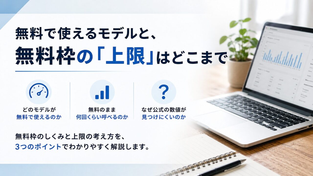 無料で使えるモデルと、無料枠の「上限」はどこまで