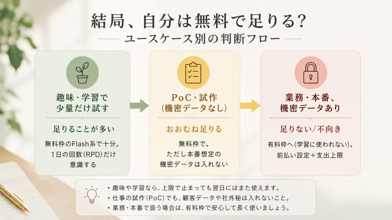 結局、自分は無料で足りる? ユースケース別の判断フロー