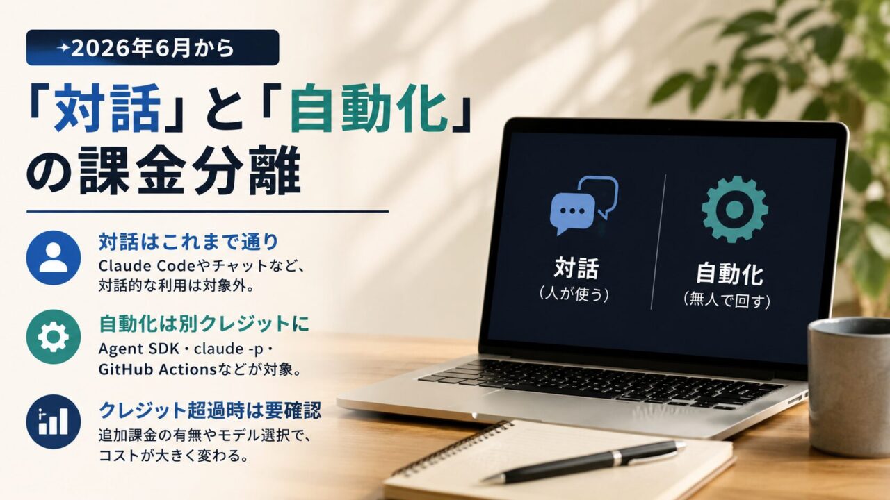 料金と、2026年6月からの「対話」と「自動化」の課金分離