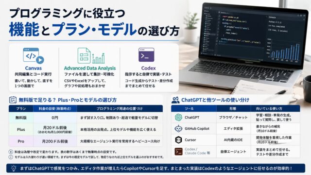 プログラミングに役立つ機能とプラン・モデルの選び方